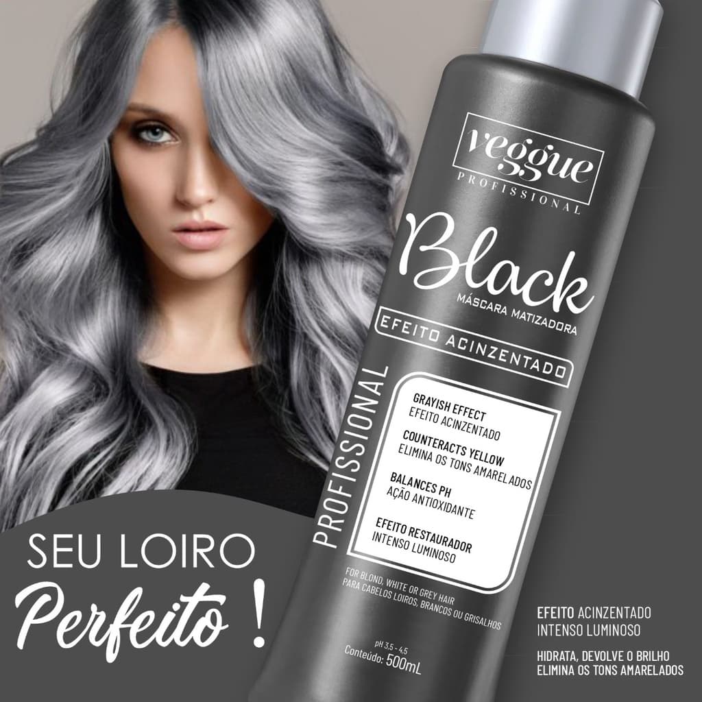 Máscara Matizadora Black Efeito Cinza Silver 500ml Veggue
