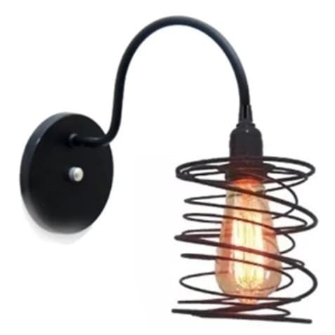 Luminária de parede industrial vintage com design de mola em espiral e lâmpada incandescente