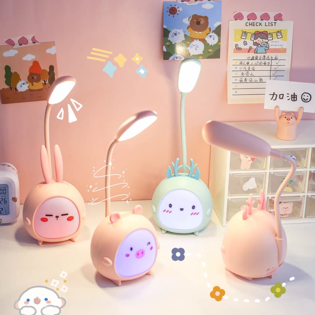 Luminária de Mesa Desenho Animado Proteção para os Olhos Lâmpada de Leitura de Poupança de Energia Carregamento USB  Lâmpada Led