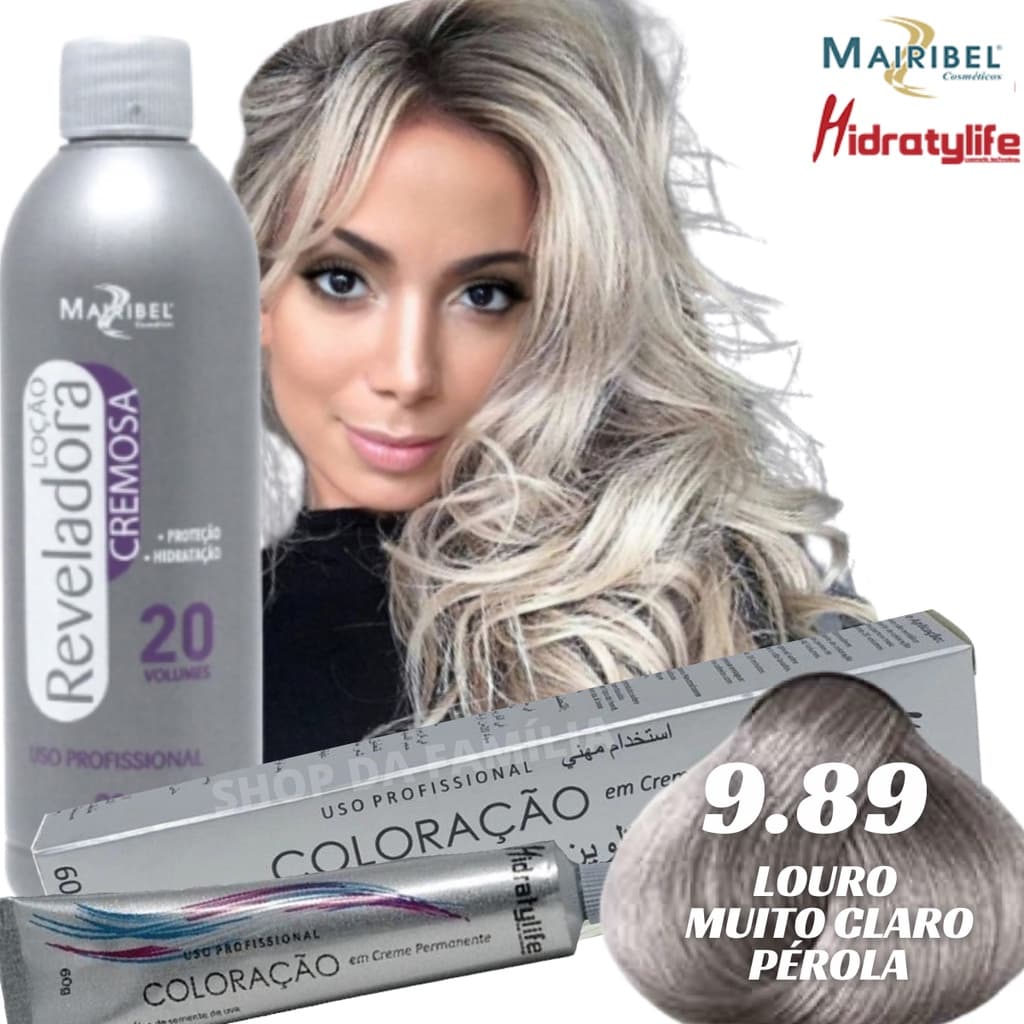 Tonalizante Loiro Pérola | Tom 9.89 Muito Claro Pérola | Com Ox 20v 90ml | Compre Agora