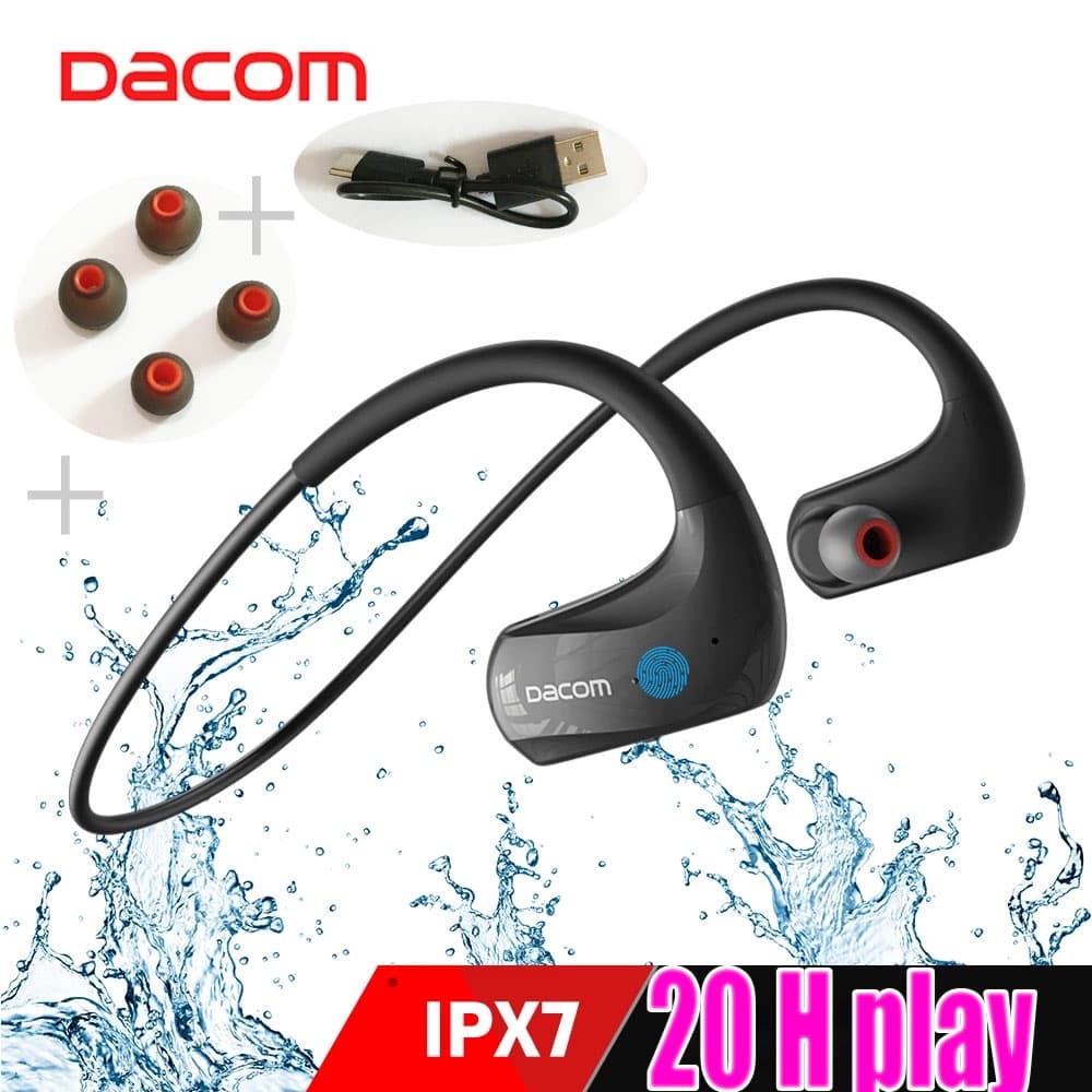 Fone de Ouvido Bluetooth Sem Fio Dacom IPX7 À Prova D'água com Microfone para Xiaomi Huawei iPhone