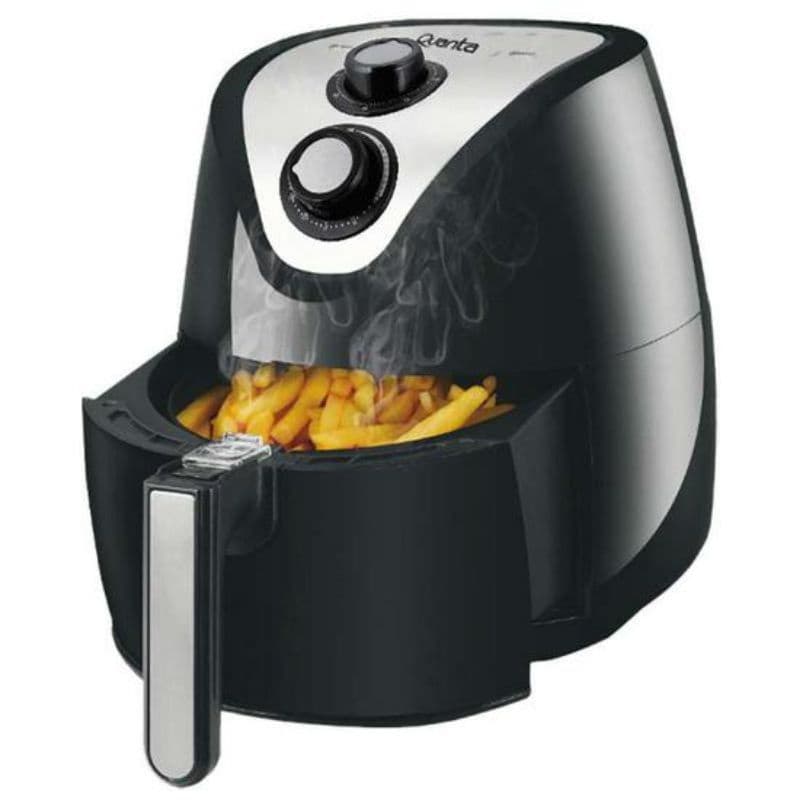 Fritadeira Elétrica Airfryer Sem Óleo 3.2 Litros 110V/220V - Fritadeira elétrica preta e branca com batatas fritas no interior