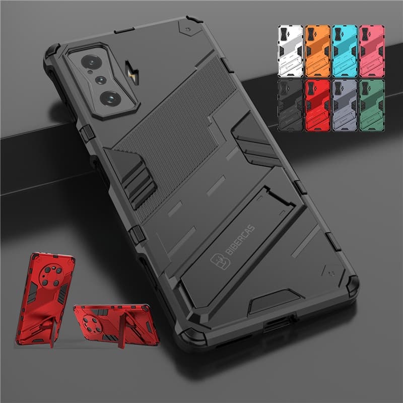 Capa de telefone Xiaomi para Poco F3, F4 GT, F2 Pro, F3 GT e F4 GT, preta com suporte traseiro, disponível em várias cores.