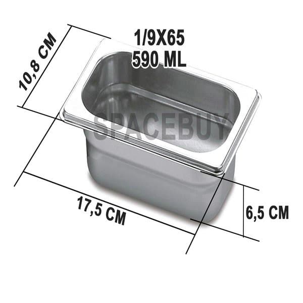Cuba gastronômica inox GN 1/9x65 mm 590 ml sem alça