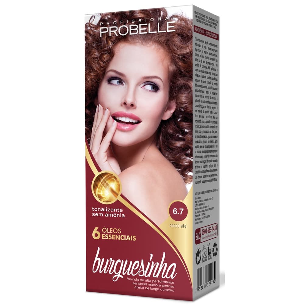 Tonalizante sem Amônia Burguesinha Probelle 6.7 CHOCOLATE - Probelle