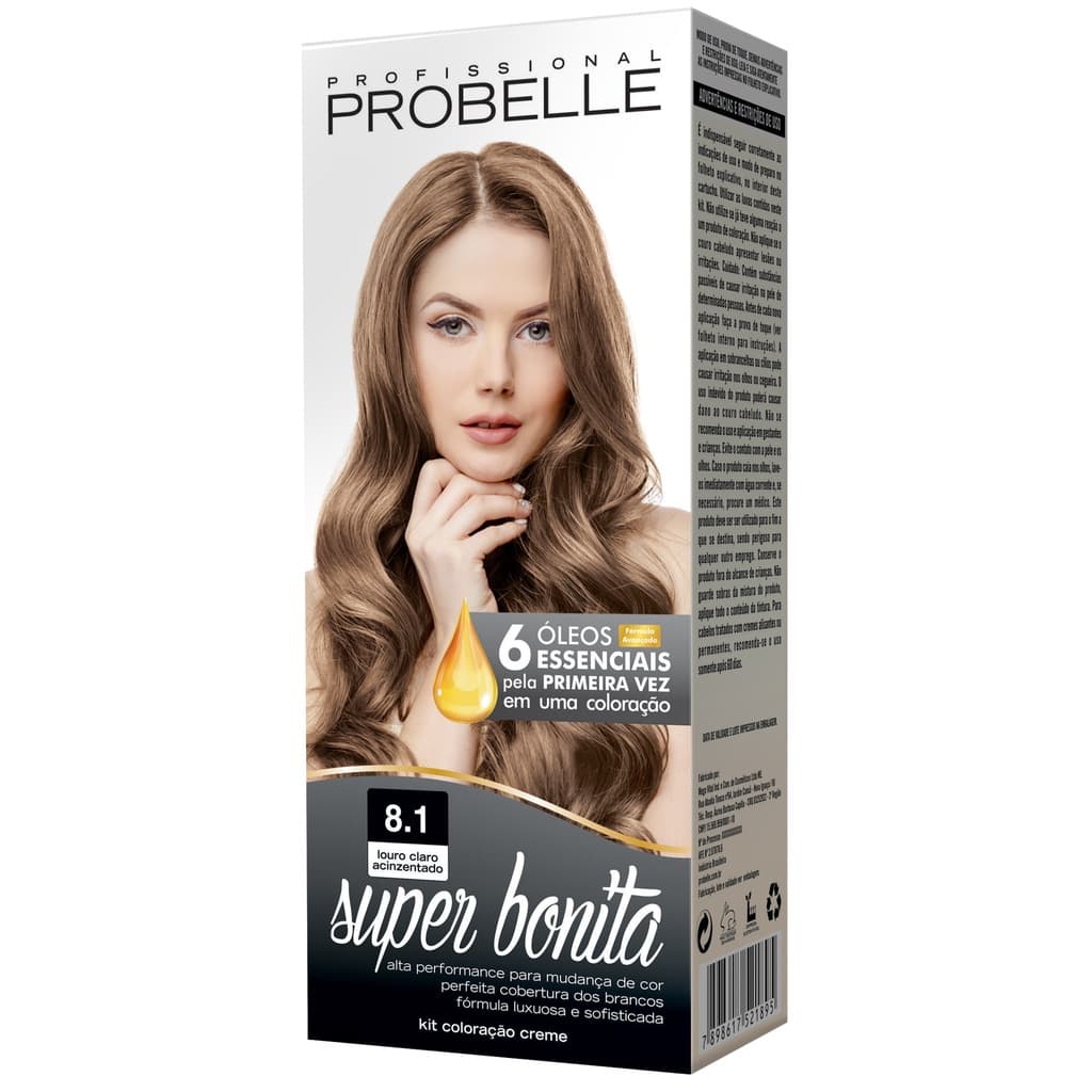 Coloração Super Bonita 8.1 Louro Claro Acinzentado - Probelle probelle PROMOÇÃO