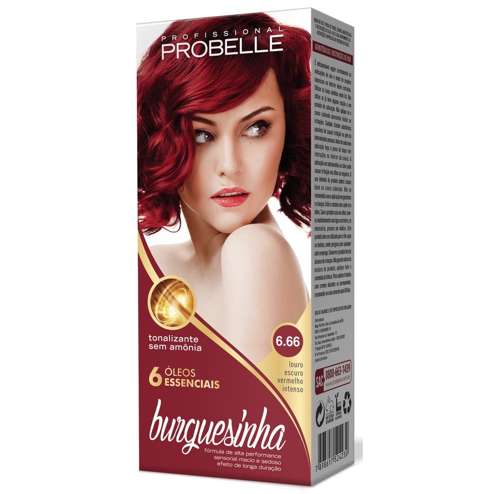 Tonalizante Burguesinha 50g 6.66 - Louro Escuro Vermelho Intenso Probelle