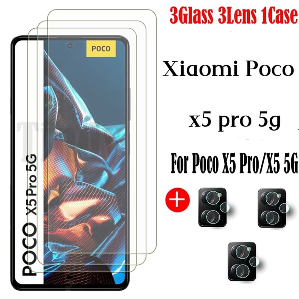 Película de vidro HD para Xiaomi Poco X5 Pro, proteção para câmera e tela