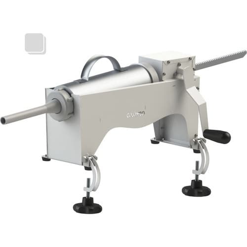 Ensacadeira manual de mesa para linguiça em aço inoxidável com detalhes em preto