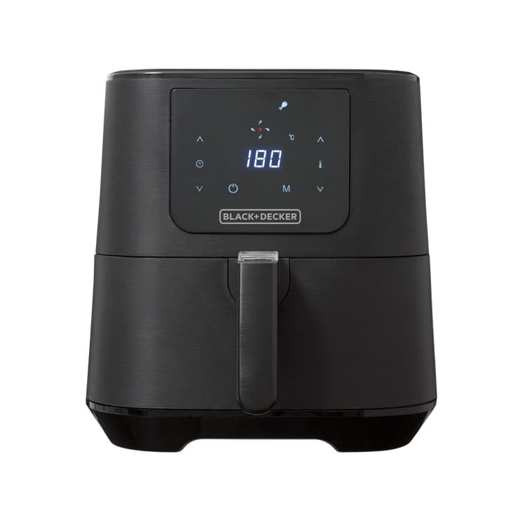 Fritadeira Elétrica Digital Sem Óleo Black Decker 7 Litros, cor preta, com display digital.