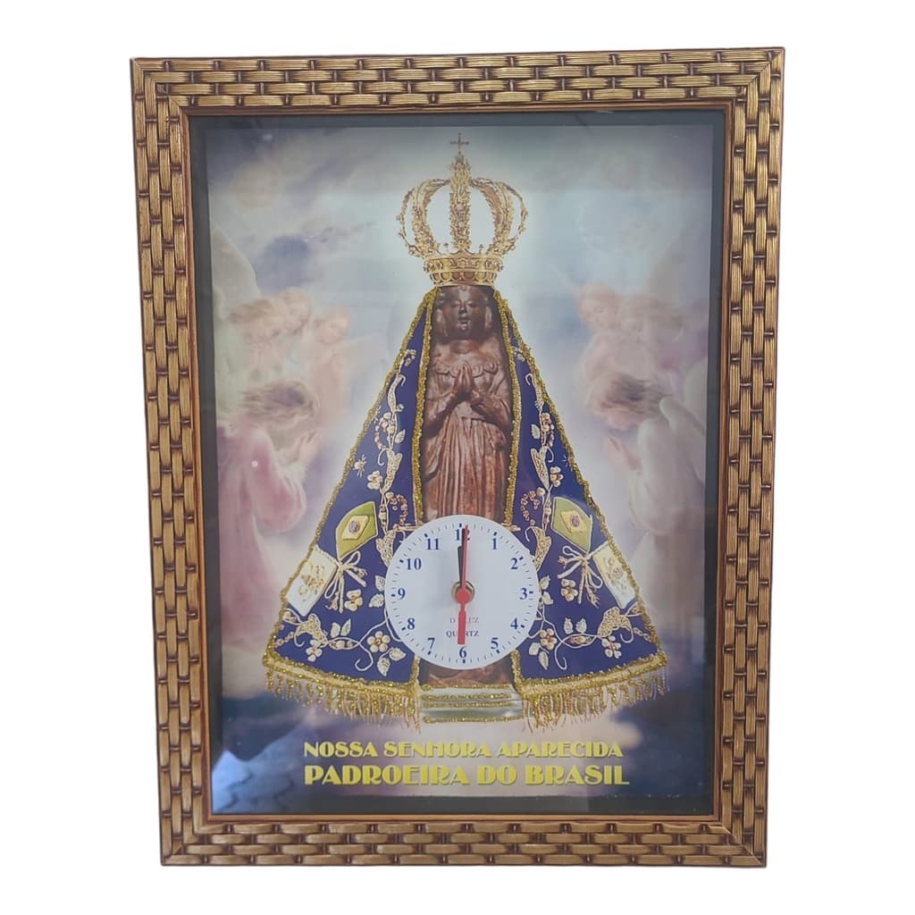 Quadro Relógio Nossa Senhora Aparecida Decorativo 35x45CM