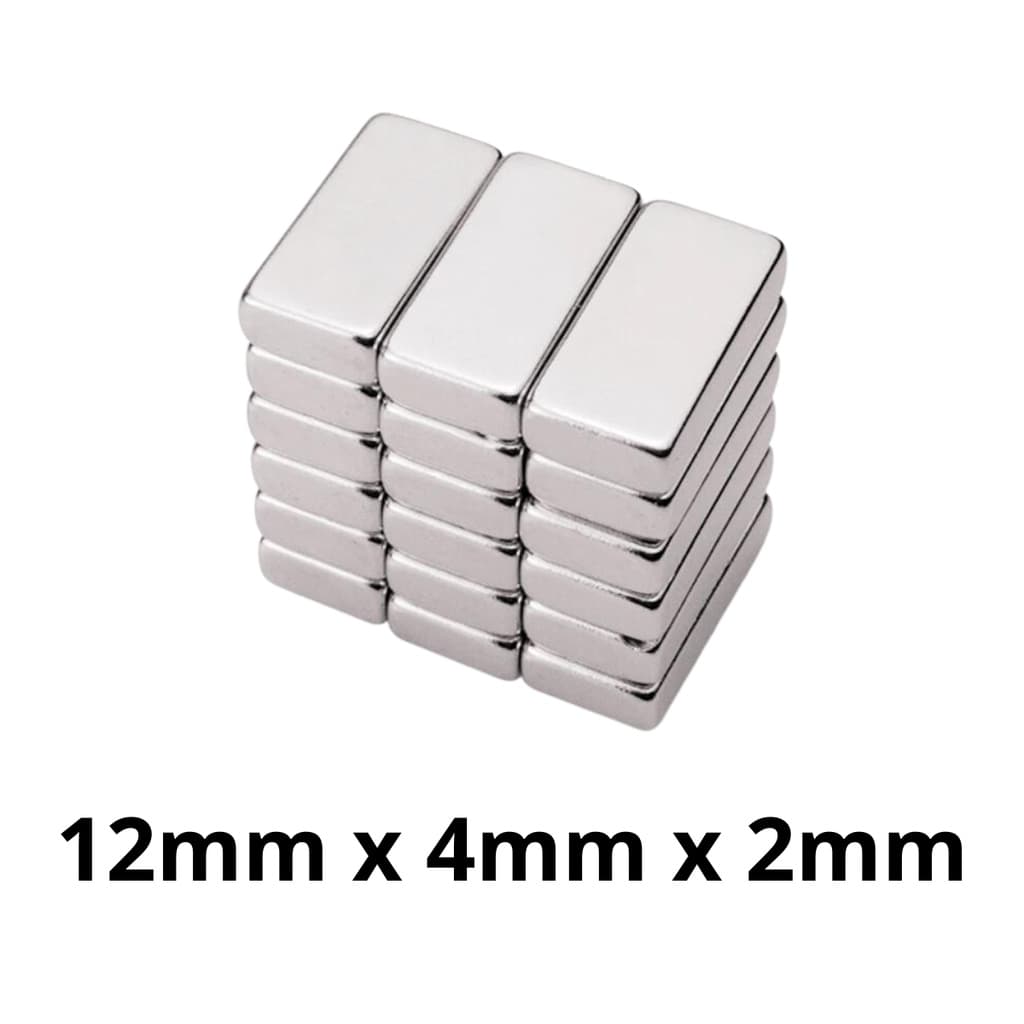 Kit 1000 Peças Imã Neodímio Potente Bloco Magnético N35 12 x 4 x 2 mm Pequeno Super Forte