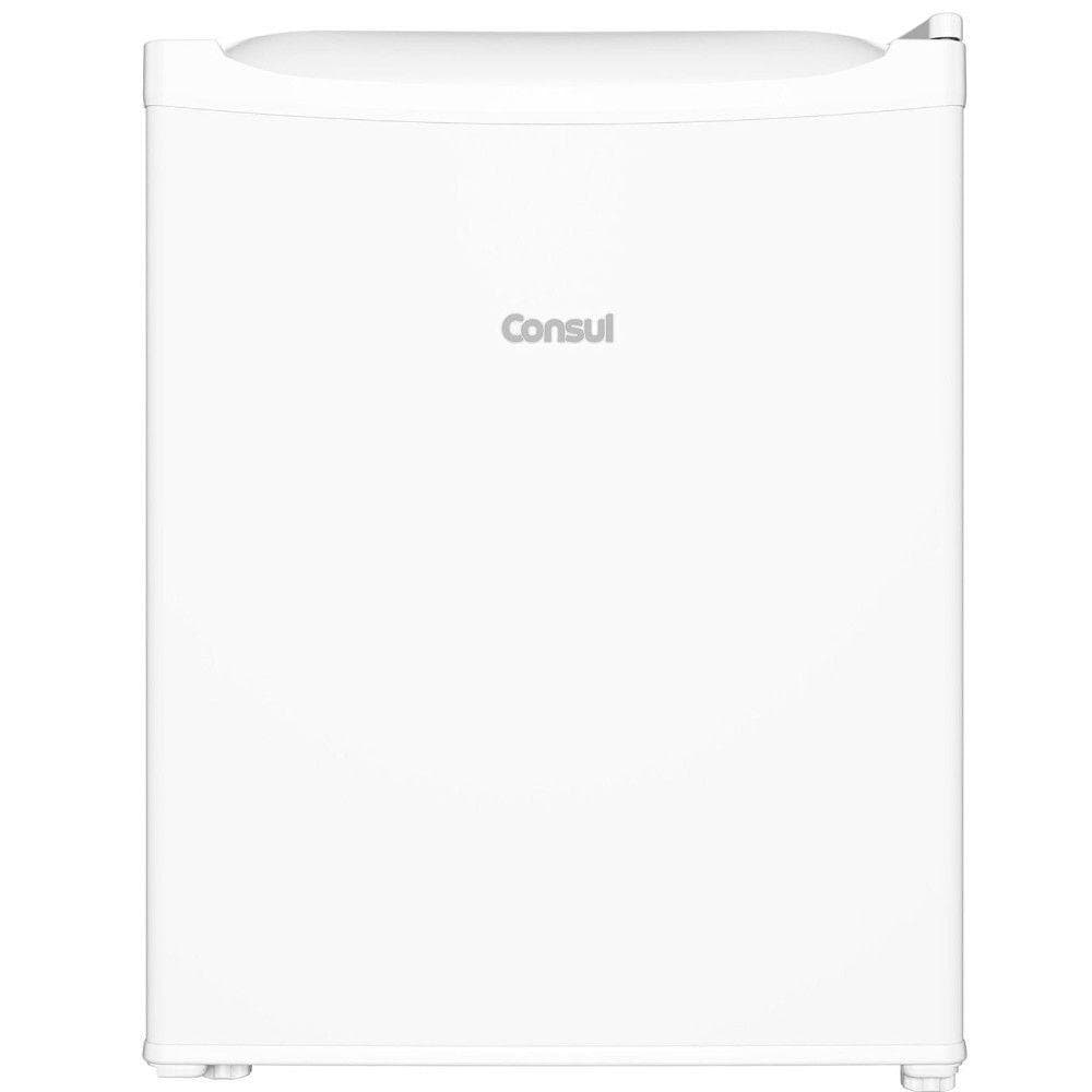 Frigobar Consul CRC08C 76 Litros branco em pé, ângulo frontal, fundo branco
