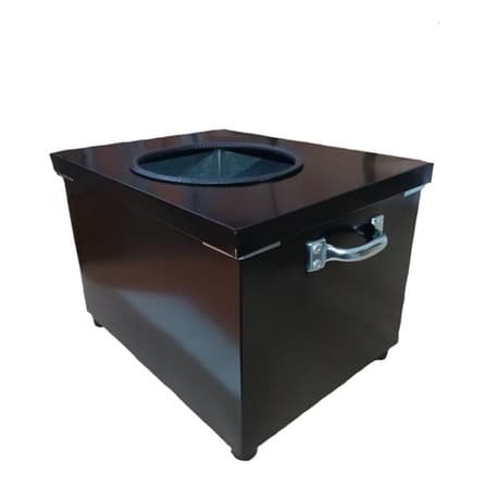 Caixa térmica preta com alça, tampa circular, 5 litros, fundo branco