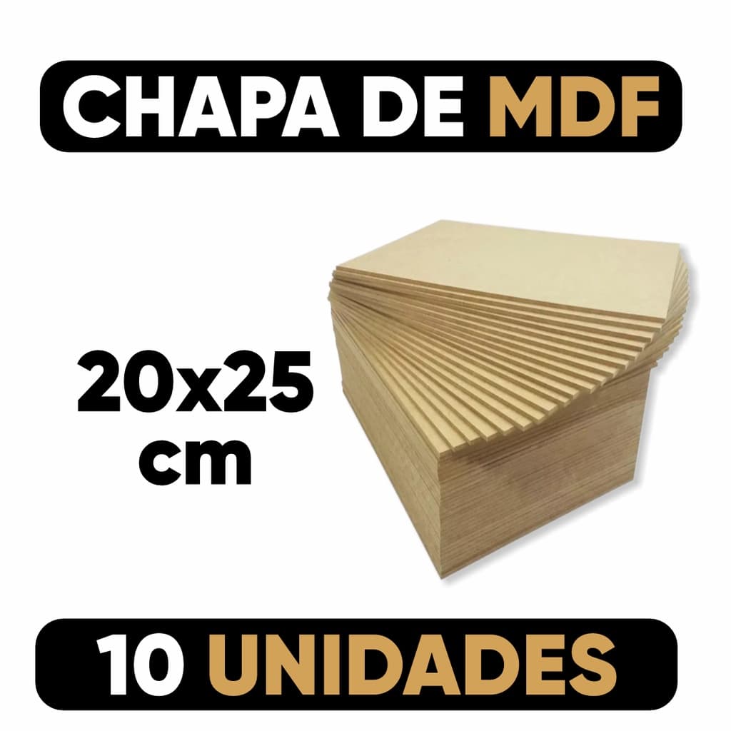 Kit 10 Chapa MDF 20x25 cm para Sublimação