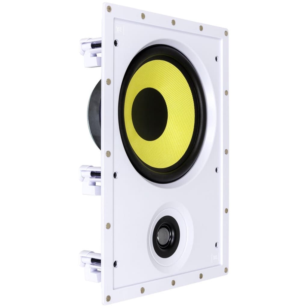 Caixa Acústica de Embutir JBL CI8R Plus Arandela Retangular 200W, branco e amarelo