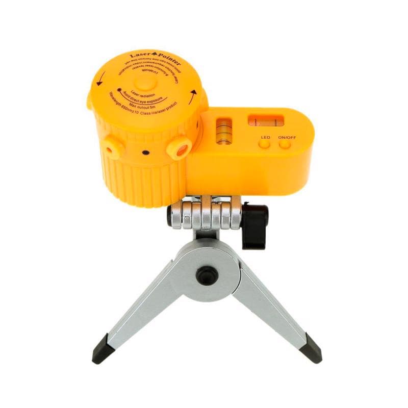 Nível laser amarelo com tripé, 2 linhas cruzadas e ponto, 10 metros