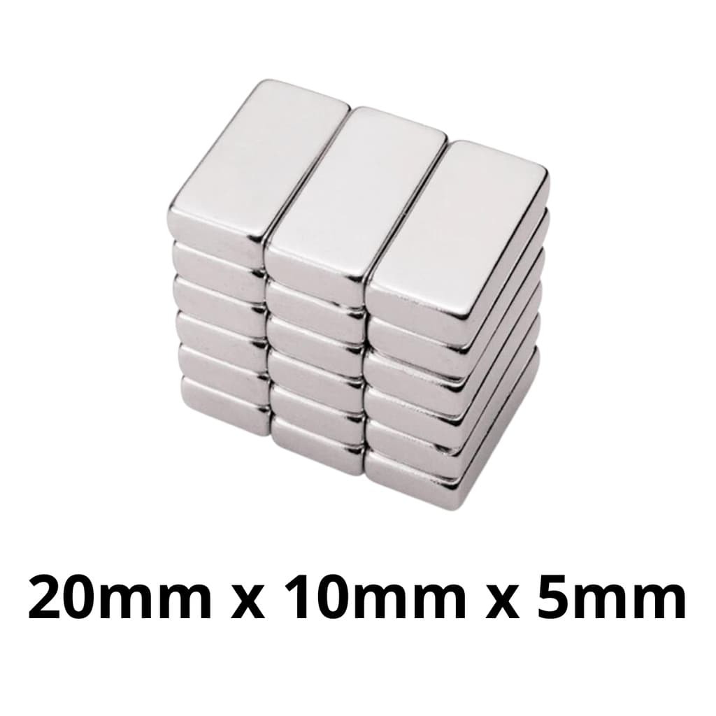 Kit 100 Peças Imã Neodímio Potente Bloco Magnético N35 20x10x5 mm