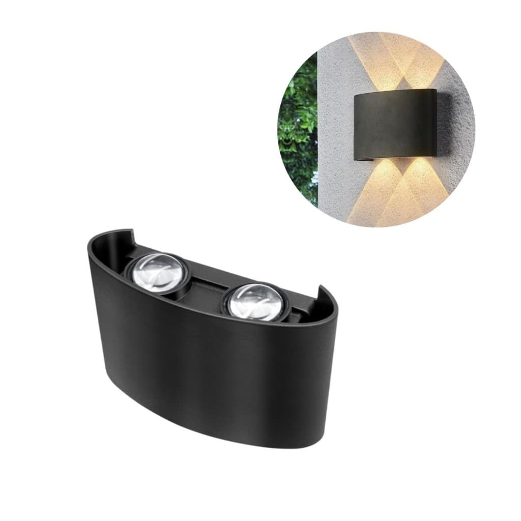 Arandela de parede dupla LED preta com iluminação ativa