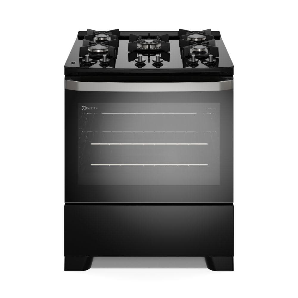 Fogão 5 bocas Electrolux automático mesa de vidro preto com vidro frontal