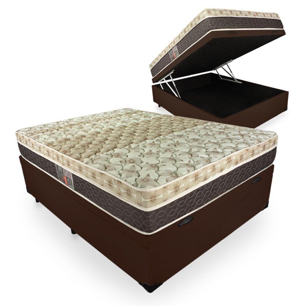 Cama Box Baú Viúva com Colchão Molas Ensacadas Castor Class Pocket Híbrido One Face 128cm
