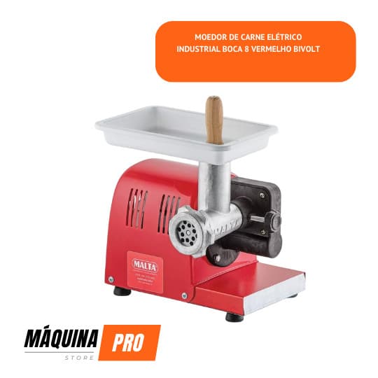 Moedor De Carne Elétrico Industrial Boca 8 Vermelho Bivolt
