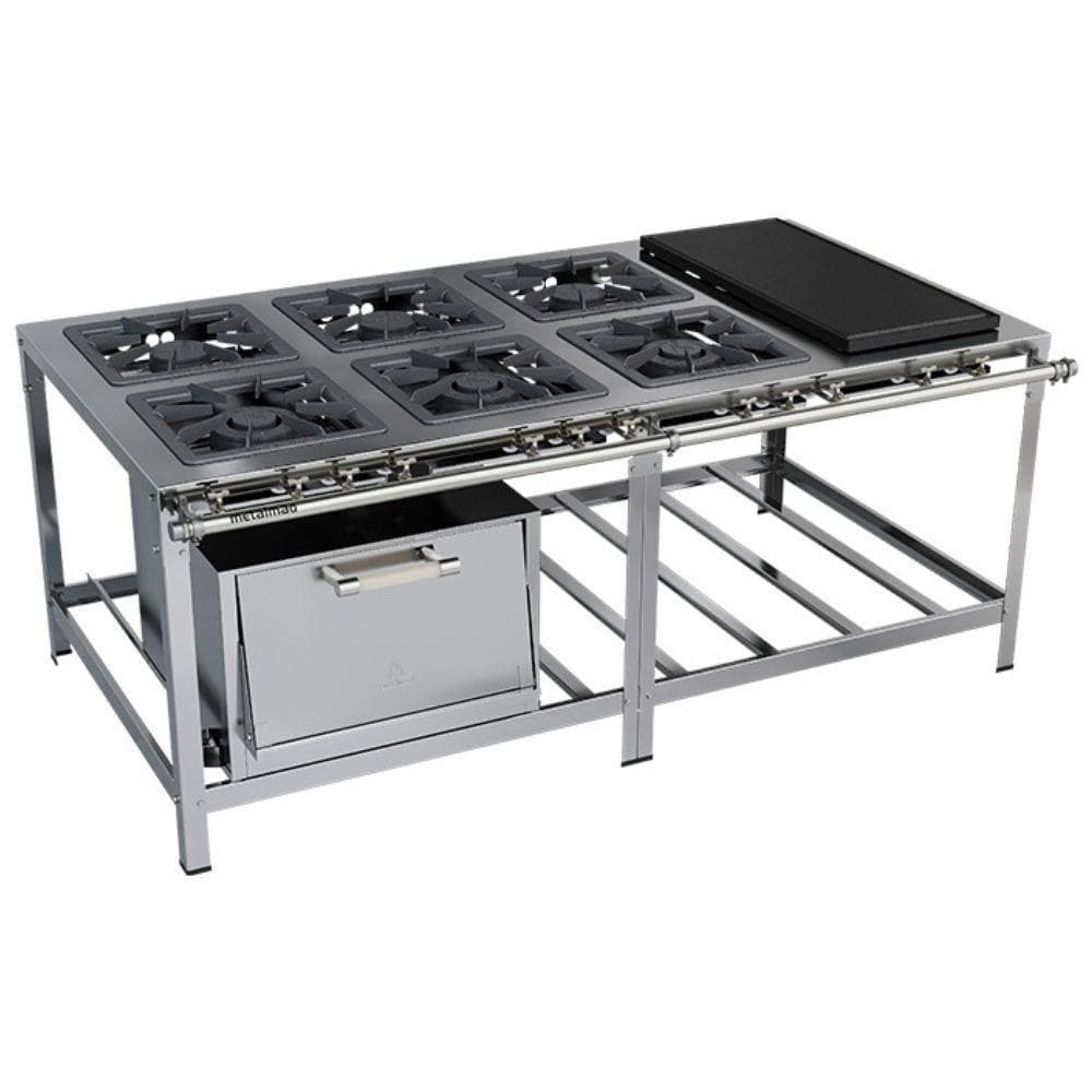 Fogão industrial Stori Premium 6 bocas com forno e chapa M23 em aço inox 430