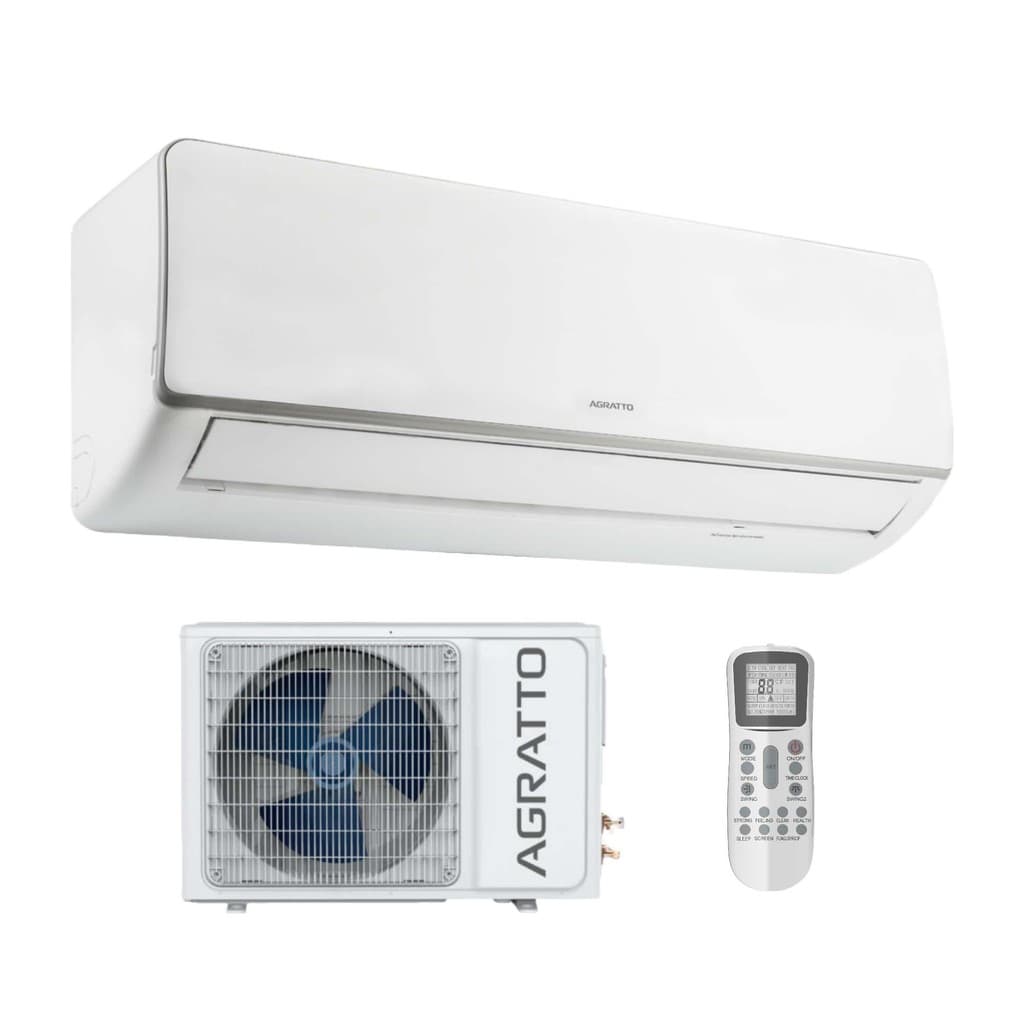 Ar condicionado split Agratto 9000 Btus branco com controle remoto e ventilador azul