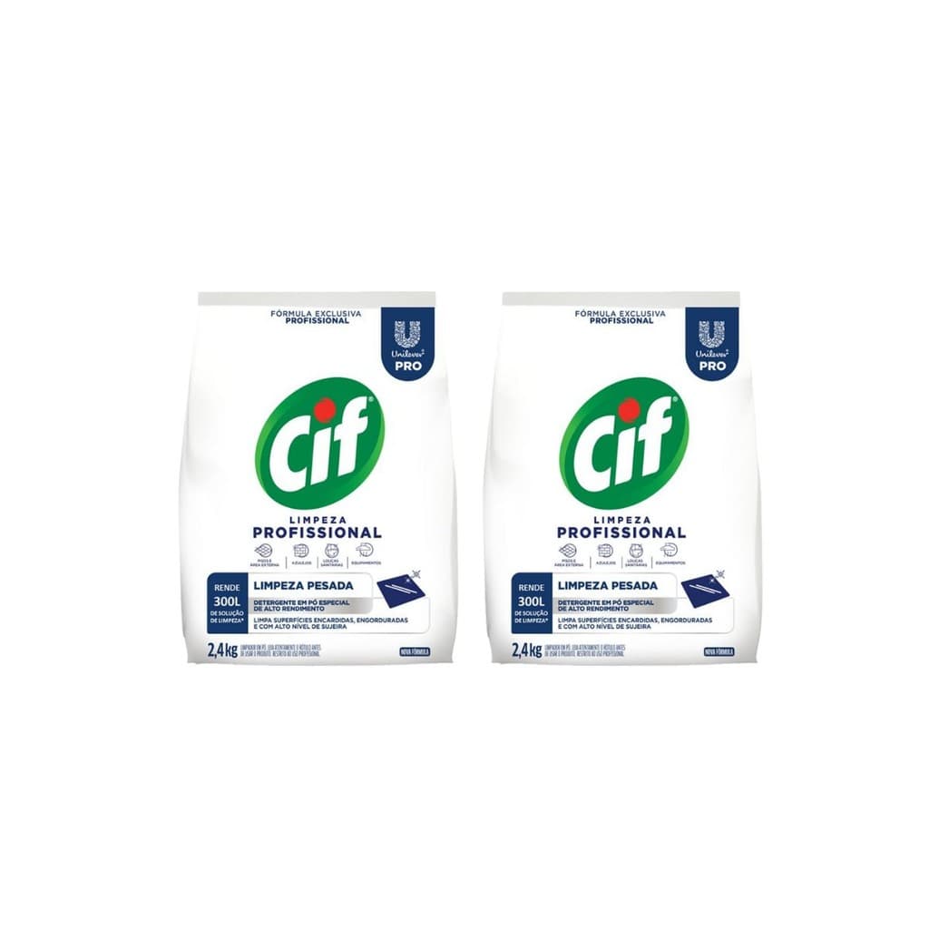 Kit 2 Limpador em Pó Limpeza Profissional 2,4kg CIF Rende até 300 litros de Solução de Limpeza