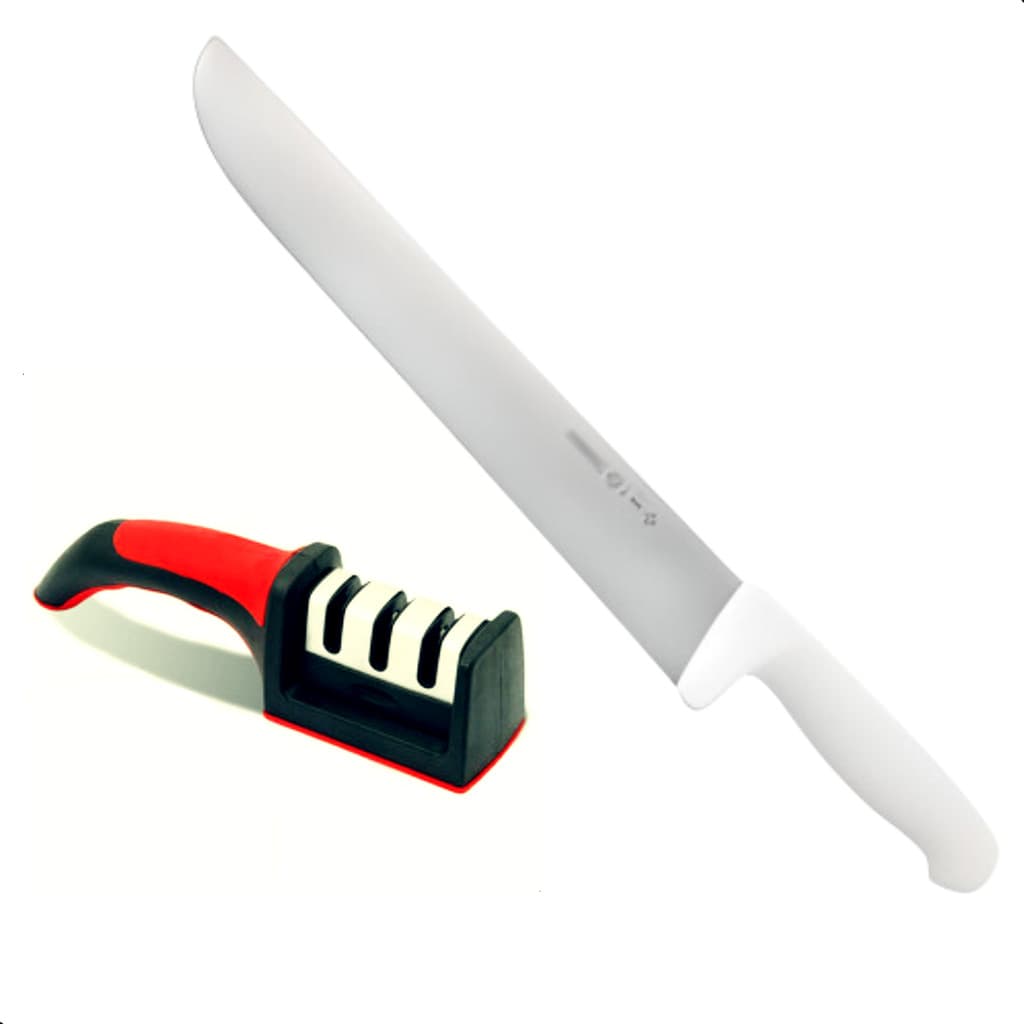 Faca Açougueiro Profissional 10 Mundial Com Afiador De Facas e Tesouras