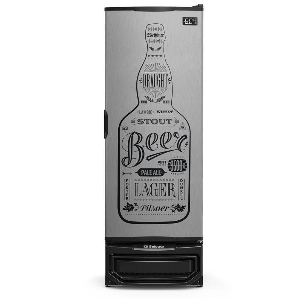 Cervejeira Vertical Porta Cega Adesivada 410 Litros Gcb40gw Gelopar Refrigerador Inox 110v