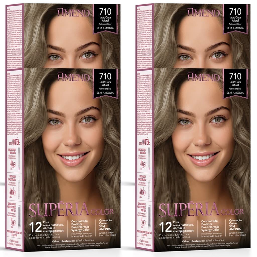 Tonalizante  Amend Cosmetics Supéria Color 710 Louro Cinza Natural