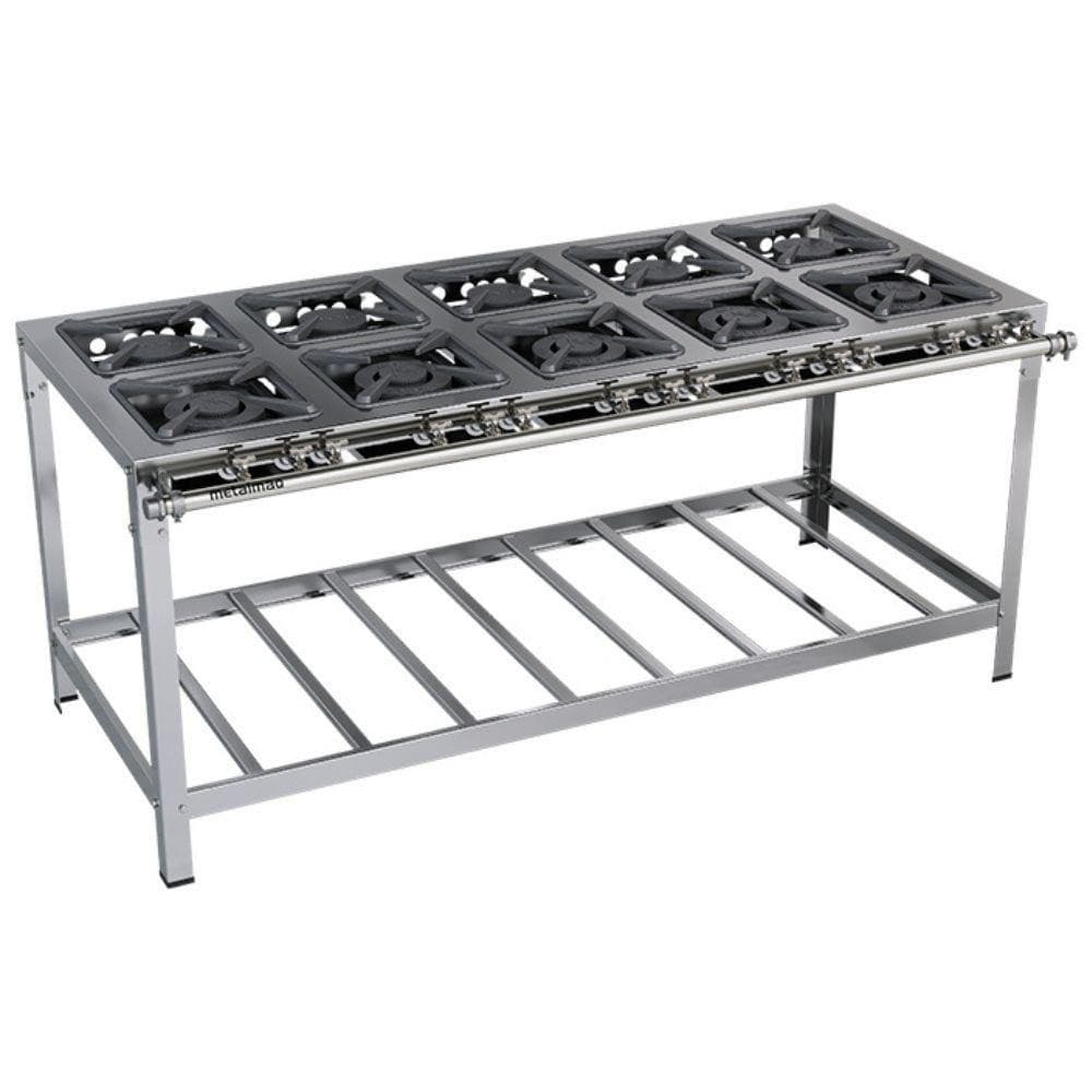 Fogão industrial Stori Premium 10 bocas aço inoxidável 30x30 Metalmaq