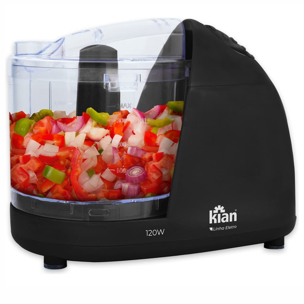 Mini processador de alimentos elétrico 500ml 1200w 2 lâminas com legumes picados