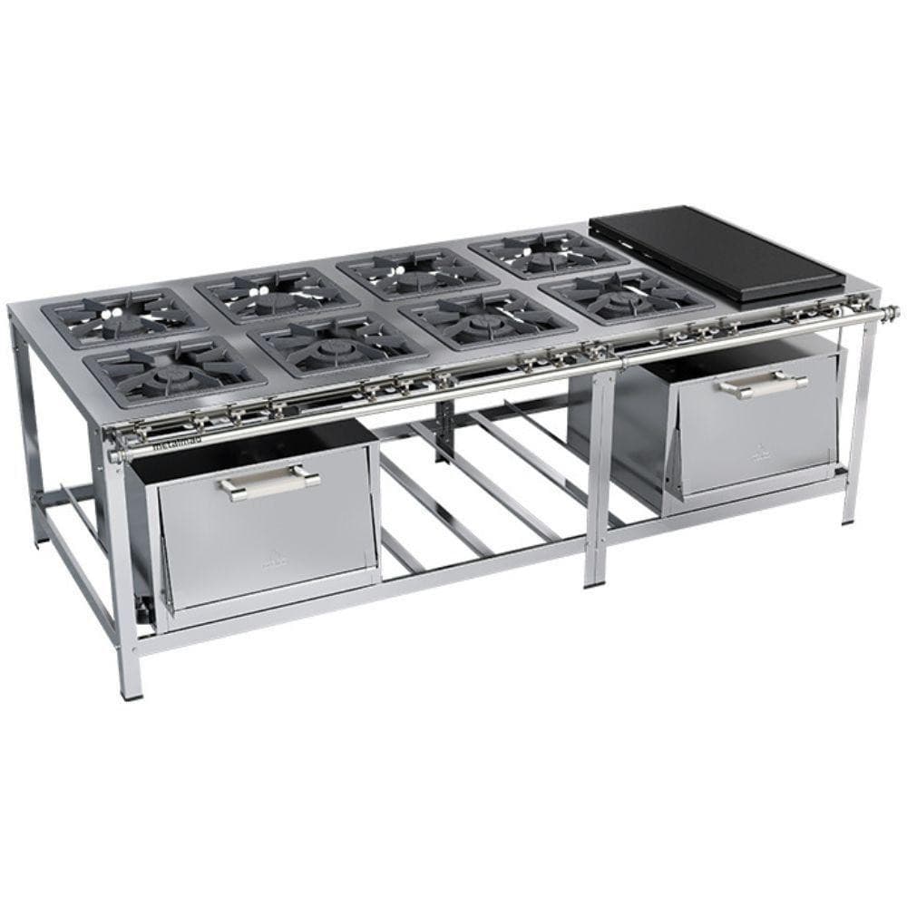 Fogão industrial Stori Premium 8 bocas 40x40 com chapa de aço inox e dois fornos