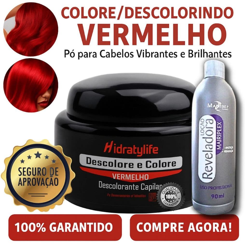 Po Descolorante para Cabelo Vermelho  Descolore E Colore em Um Único Produto | Vermelhos Vibrantes
