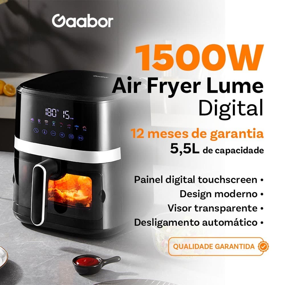 Gaabor Fritadeira Elétrica Jumbo 5,5L Timer Digital Visor Transparente Preto AF65T-BK01