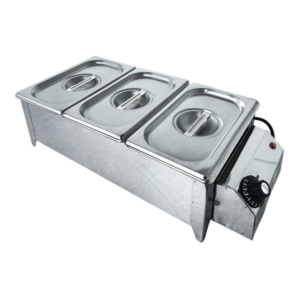 Rechaud elétrico profissional 3 compartimentos aço inoxidável 127V