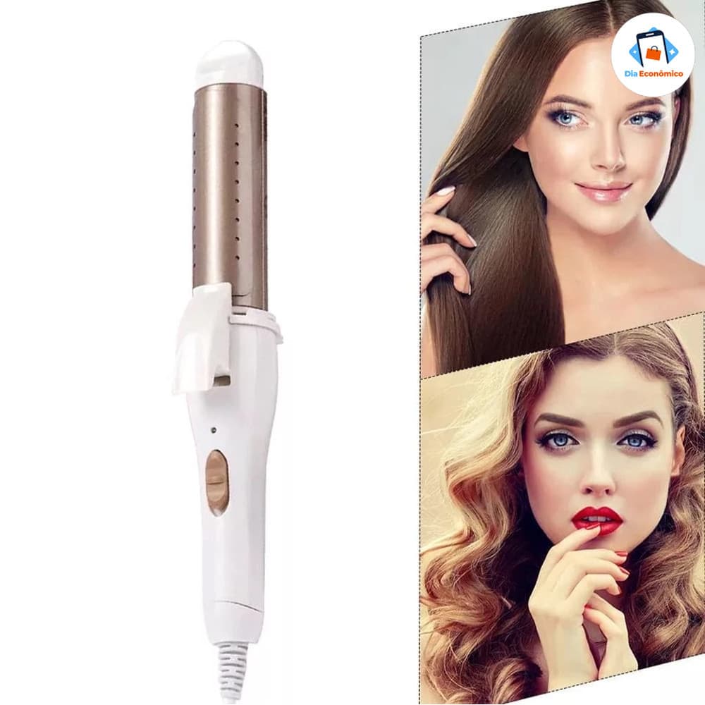 Modelador de Cachos e Chapinha 2 em 1 Portátil: Mini Alisador Profissional Bivolt para Viagens
