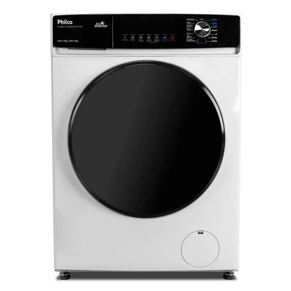 Lava e seca Philco PLS11A 11Kg branca com motor inverter plus, contra fundo branco