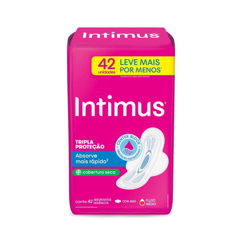 Absorvente Intimus® Tripla Proteção Seca C/Abas 42 Un