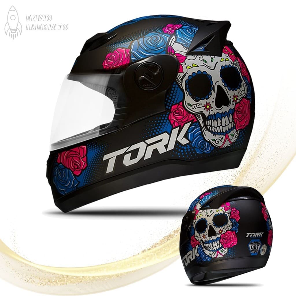 Capacete Fechado Moto Pro Tork Evolution G7 Mexican Skull Customizado - Proteção e Estilo Imbatíveis