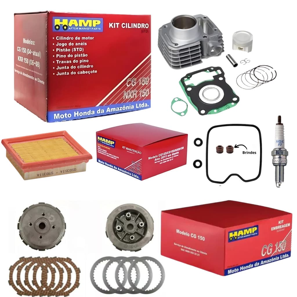 Kit Cilindro Hamp Cg150 + Kit Embreagem + Kit Manutenção