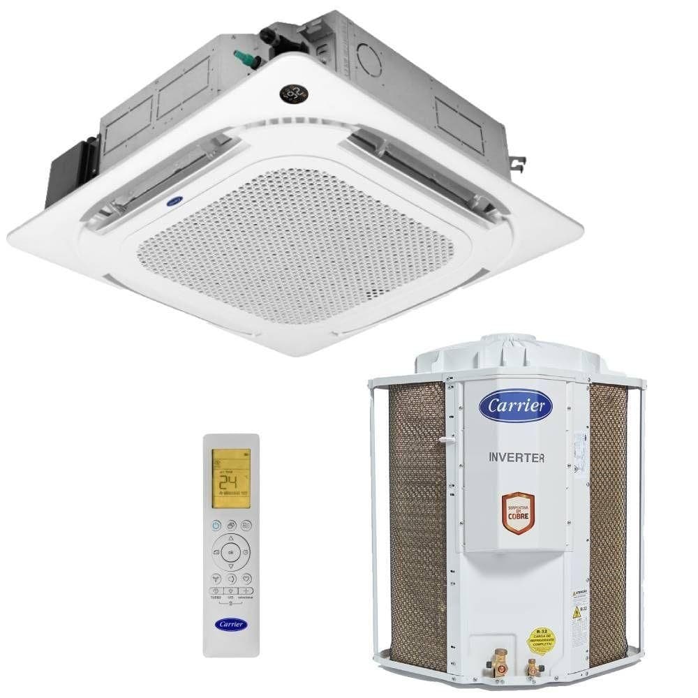 Ar Condicionado Split Cassete Carrier 4 Vias 36000 BTUS Quente e Frio Inverter 220V Monofásico com Controle Remoto
