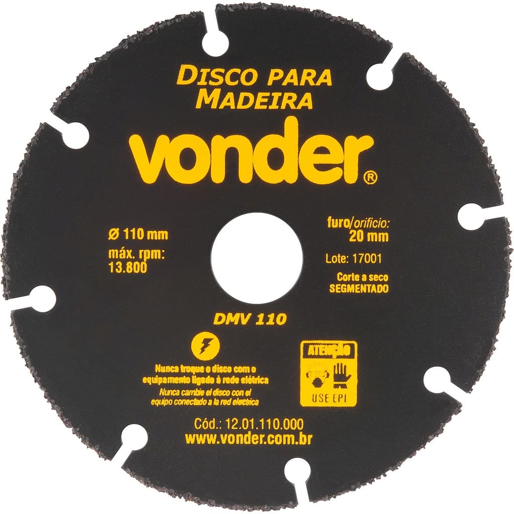 Disco De Corte Madeira Vonder 110mm Fino Para Serra Mármore Piso MDF Compensado