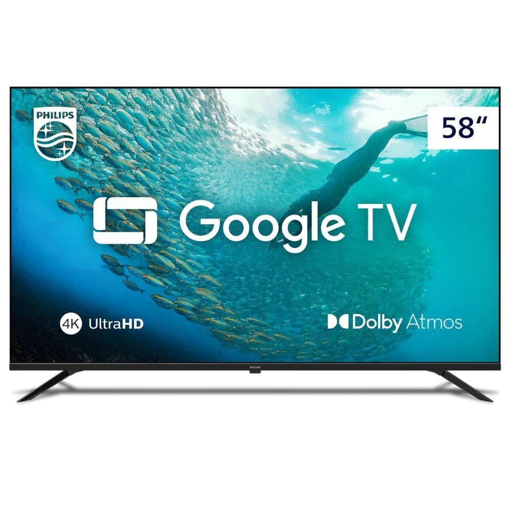 Smart TV Philips PUG7019 4K UHD 58 polegadas com Google TV, Dolby Atmos e UltraHD