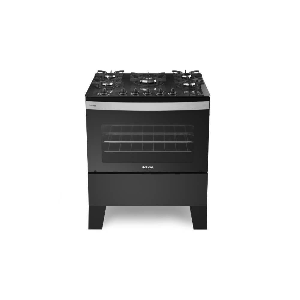 Fogão Itatiaia Itaglas Piso 5 Bocas Preto Mesa Vidro Bivolt 3700000373