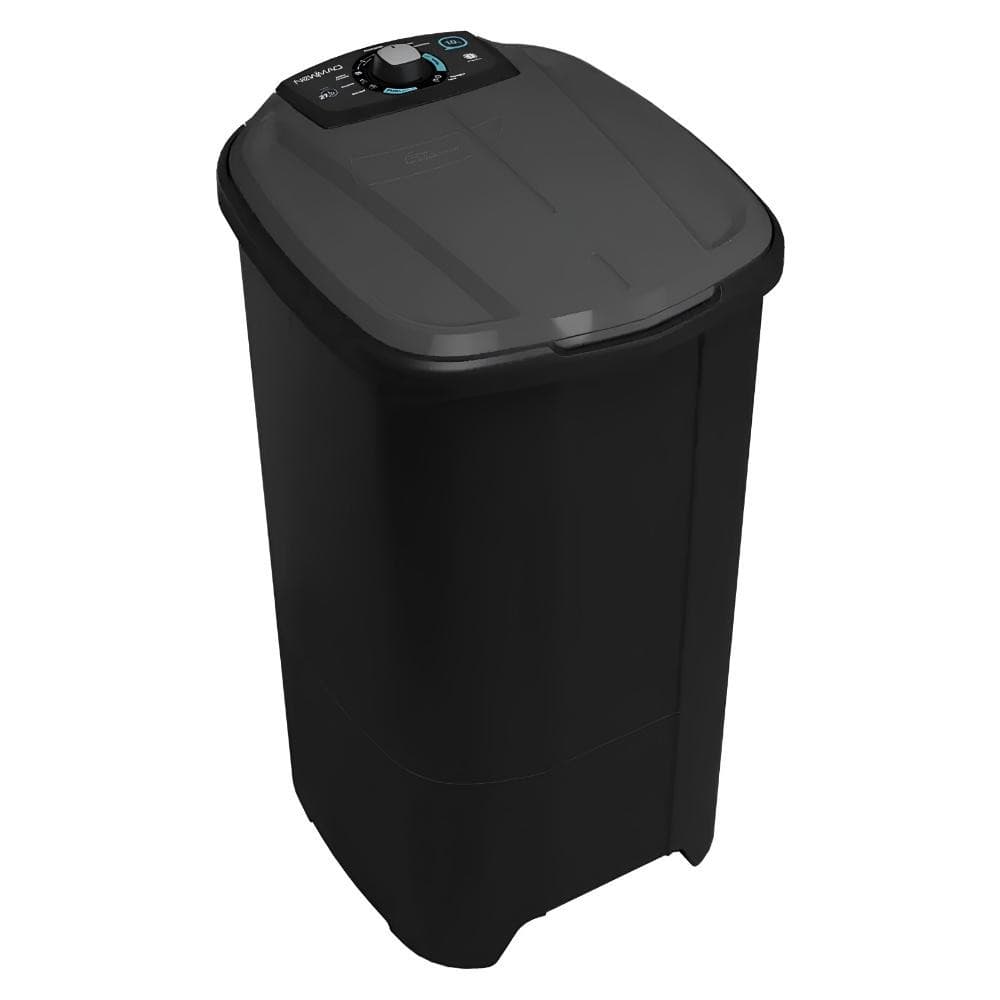 Tanquinho de lavar roupa preto Newmaq 10kg 220v com 9 programas de lavagem