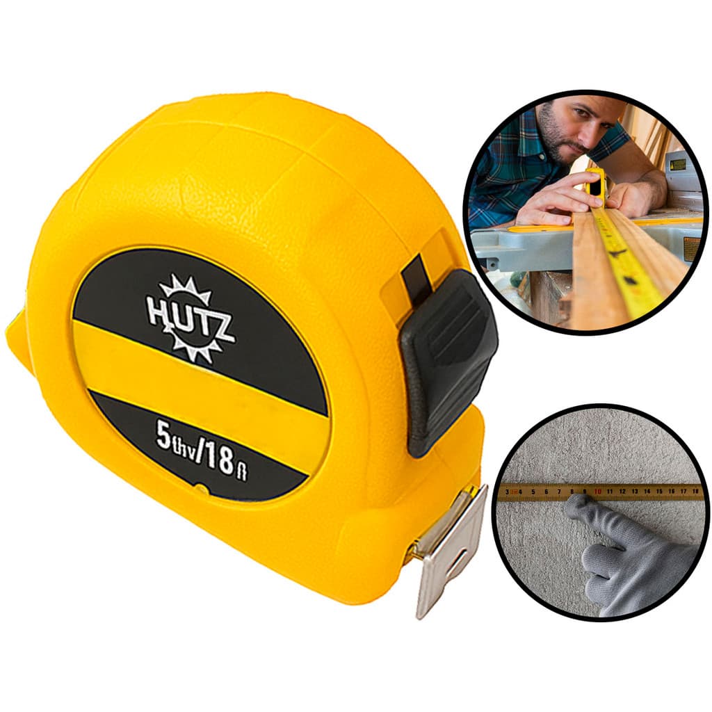 Trena manual profissional Hutz 5m x 25mm em aço inox com trava, caixa plástica