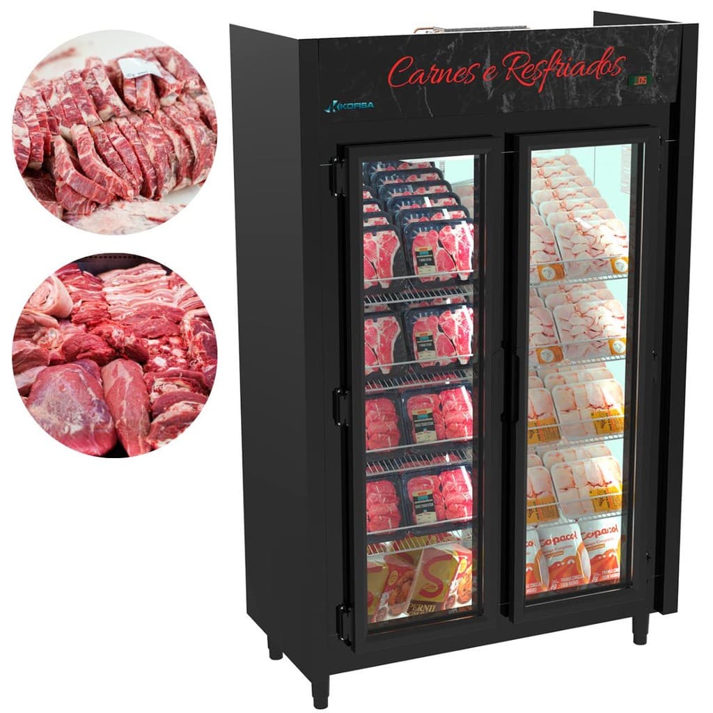 Refrigerador Expositor 890 L 2 Portas Auto Serviço Para Carnes e Resfriados Blanc Kofisa
